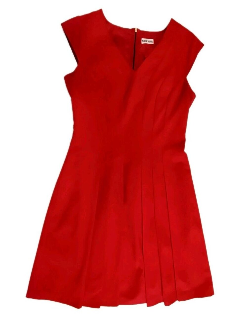 Marvin Richards Dress Woman Red Fit & Flare Pleated Sundress Knee Length 7-8 (M)